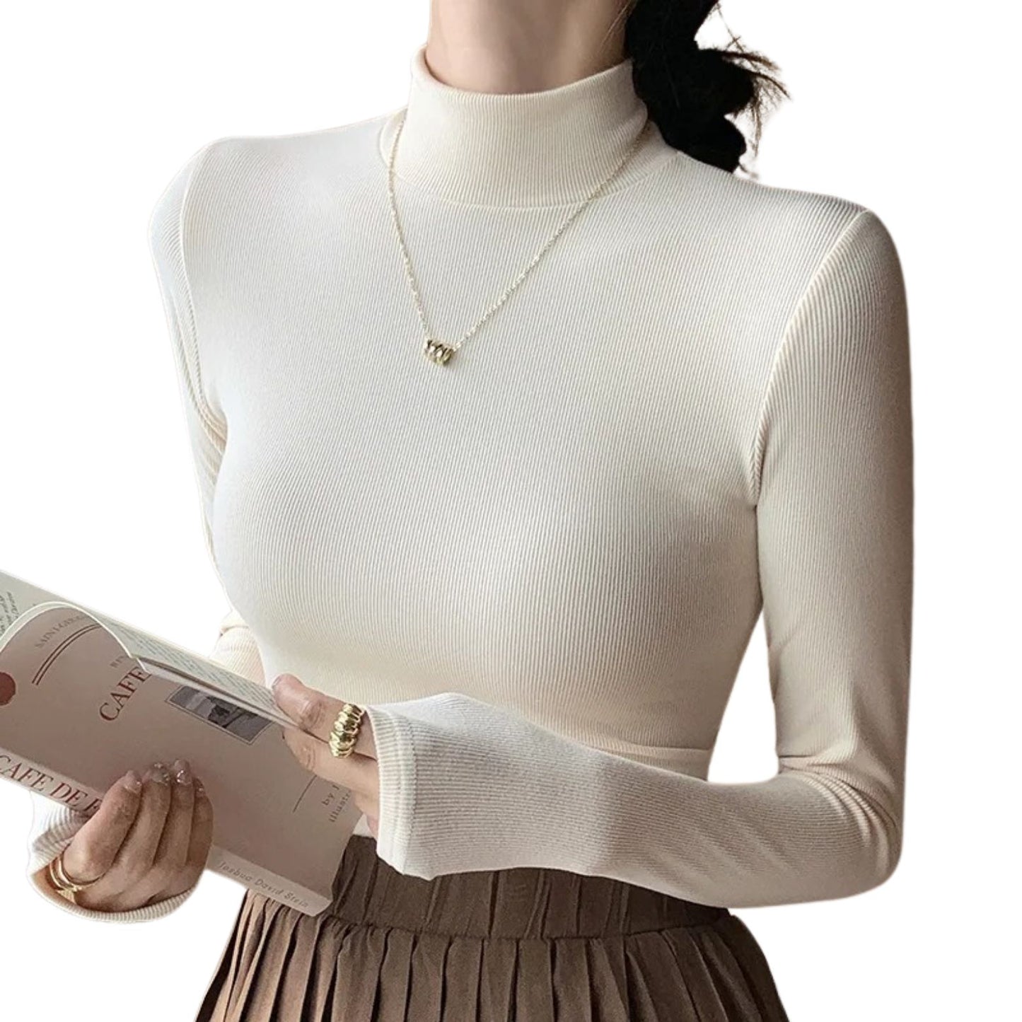 2024 Luxe Knitted Half-Turtleneck Pullover – Timeless Feminine Knitwear