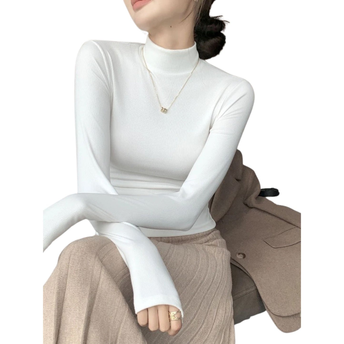 2024 Luxe Knitted Half-Turtleneck Pullover – Timeless Feminine Knitwear